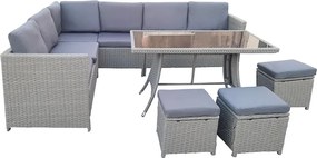 VERANO Nagy kerti rattan garnitúra - szürke