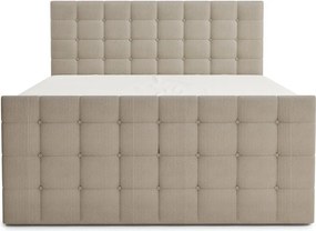 Bézs ágyneműtartós boxspring ágy 200x200 cm Tasca – Maison de Rêve