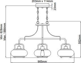 Elstead Lighting QUOIZLE QZ-TRILOGY-ISLE-BN Csillár 3x60W/E27