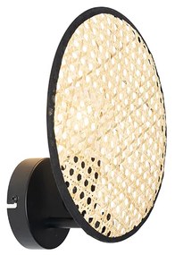 Rusztikus fali lámpa fekete rattannal 25 cm - Kata