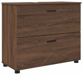 Fürdőszoba bútor szett 2 pcs barna tölgy 76.5 x 35 x 64 cm