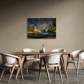 Tájkép tóval (üvegen) (70x50 cm)