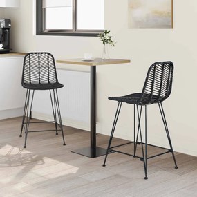 Bárszék 2 pcs Fekete 44,5 x 54,5 x 97,5 cm Rattan és Vas