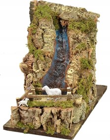 Kézzel készített karácsonyi betlehem vízesés valódi vízzel