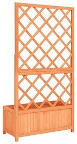 barna tömör fenyőfa rácsos kerti ültetőláda 70 x 30 x 135 cm