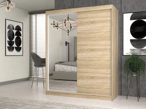 Aldabra IGA 160 A/B tolóajtós gardróbszekrény 120x61x200, 1 tükörrel / sima, sonoma