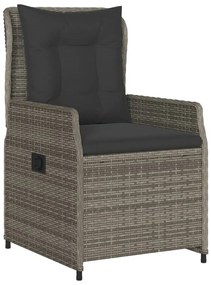 3 részes szürke polyrattan kerti étkezőgarnitúra párnával