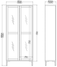 Fekete-natúr színű tálalószekrény diófa dekorral 89x203x36 cm Roomers – Tvilum