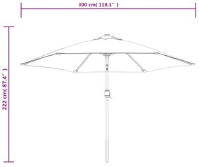 azúrkék kültéri napernyő fémrúddal 300 cm