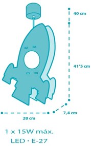 Dalber 63357 - Gyerek csillár ROCKET 1xE27/15W/230V