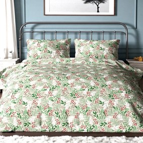 FLANEL mintájú ágyneműhuzat Homa BRES GREEN 140x200 cm