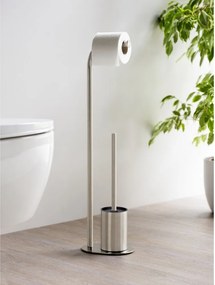 Matt ezüstszínű rozsdamentes acél WC-papír tartó állvány WC-kefével Levante – Wenko