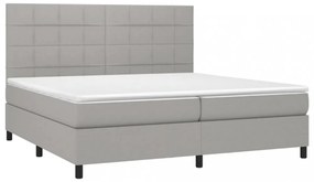világosszürke szövet rugós és LED-es ágy matraccal 200x200 cm