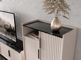 TV-asztal, kasmír/sötét márvány, FRESIO RTV2D2S