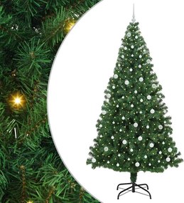vidaXL Mű karácsonyfa 300 LED-del Zöld 240 cm PVC és Acél és Műanyag