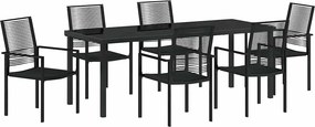 vidaXL Kert étkező szett 7 pcs Fekete Porszórt acél