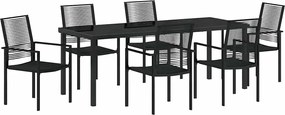 vidaXL Kert étkező szett 7 pcs Fekete Porszórt acél