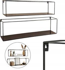 Fali Polc Fém Fekete Könyvespolc Elegáns Dekoratív Loft Nappali