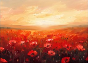 Üveg kép - Mező pipacsok (70x50 cm)