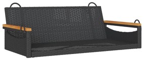 fekete polyrattan hintapad 109 x 62 x 40 cm