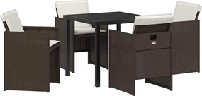 vidaXL Kert étkező szett 5 pcs Barna polirattan