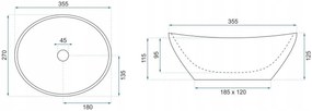 Rea Sofia Mini, asztali mosdó 355x270x125 mm, kőutánzat - Felhős fehér, REA-U9236