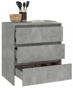 betonszürke szerelt fa tálalószekrény 70x41x75 cm