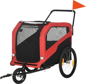 PawHut 2 az 1-ben kutyahordozó, kerékpáros utánfutó kutyák számára, kutyavagány fényvisszaverőkkel, kutyababakocsi max. 30 kg, nagytestű kutyákhoz, Ox