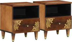 vidaXL Éjjeliszekrény 2 pcs Méz barna 40 x 33 x 46 cm Tömör Mangófát