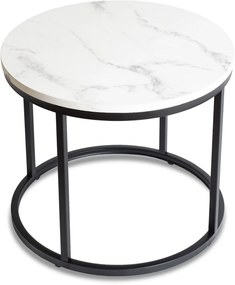 Dohányzóasztal, fehér márvány/fekete CONNY