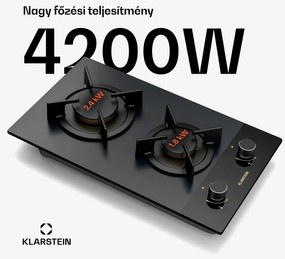 Klarstein Goldflame Nano gáz főzőlap, 2 sárgaréz égő, Nano bevonat, LPG/földgáz