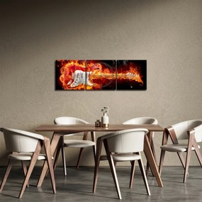 Kép - Gitár a lángokban (órával) (90x30 cm)