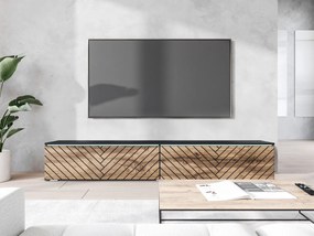 TV szekrény Dlana 180 MDF (fekete grafit + wotan tölgy) (fehér LED világítás). 1106214