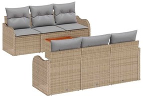 vidaXL Kerti Kanapé Szett párnával 7 pcs Bézs polirattan