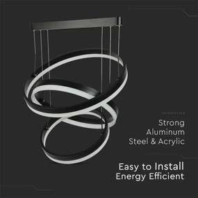 LED dimmelhető csillár zsinóron LED/86W/230V 3000K fekete