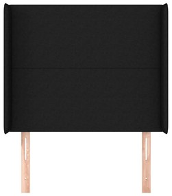 fekete szövet fejtámla szárnyakkal 83x16x118/128 cm