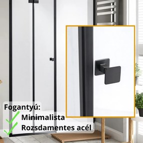 Stuxi Verona Fix Black 140 cm (70+70) széles csukló zuhanyajtó fix fallal, 6 mm vízlepergető üveggel, matt fekete profillal, 195 cm magas