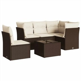vidaXL 6 részes barna polyrattan kerti ülőgarnitúra párnával