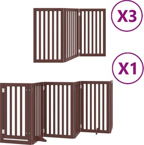 vidaXL barna nyárfa 15 paneles összecsukható kutyakapu ajtóval 750 cm