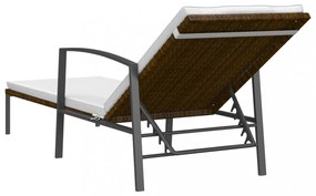 2 db barna polyrattan napozóágy asztallal