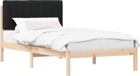 vidaXL Ágykeret Kárpitozott Fejtámlával Fekete 100 x 200 cm