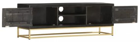 fekete és aranyszínű tömör mangófa TV-szekrény 120 x 30 x 40 cm