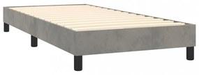 világosszürke bársony rugós és LED-es ágy matraccal 80 x 200 cm