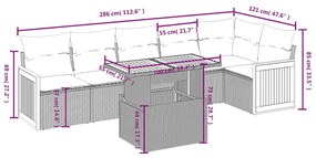 7 részes bézs polyrattan kerti ülőgarnitúra párnákkal