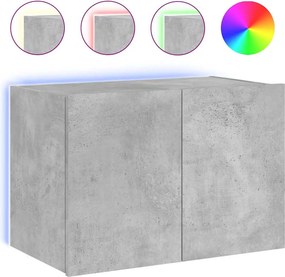 vidaXL betonszürke falra szerelhető TV-szekrény LED-del 60x35x41 cm