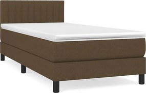 vidaXL sötétbarna szövet rugós ágy matraccal 90 x 190 cm