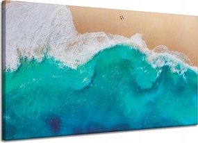 Vászonkép Tengerpart Emberek Hullámok Víz Nyaralás 120x70 cm