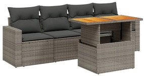 vidaXL 5 részes szürke polyrattan kerti ülőgarnitúra párnákkal