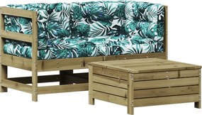 vidaXL 3 részes impregnált fenyőfa kerti ülőgarnitúra párnával