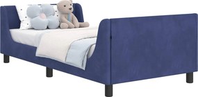 vidaXL Gyerekágy kerettel Rendőrségi kék 90 x 190 cm Bársony